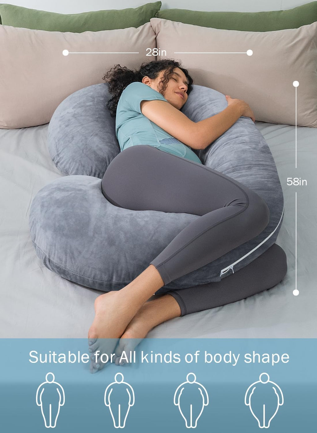 Pregnancy Pillow,Maternity Body Pillow for Sleeping,C Shaped Body Pillow for Pregnant Women